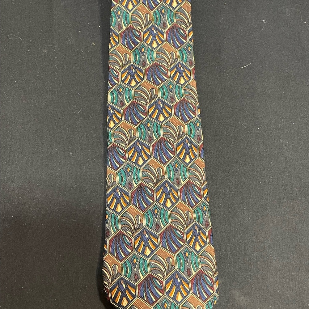 Givenchy Monsieur Geometric Honeycomb Pattern 100% Silk Tie Made In U.S.A.
